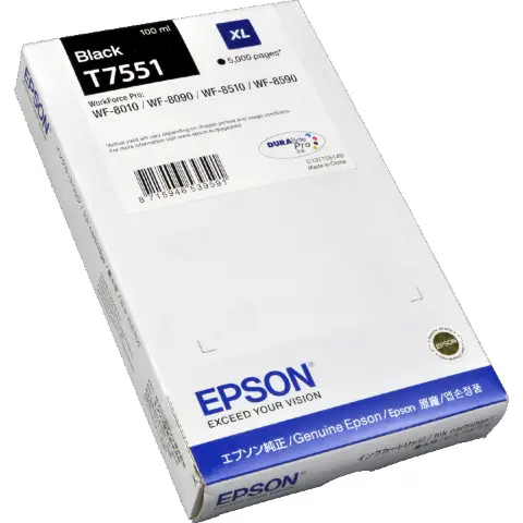 Tusz Epson T7551 XL do WorkForce Pro WF-8010/8090 | 5000 str. | 100 ml | black